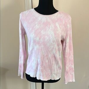 LoveShackFancy Pink Tie Dye Long Sleeve Tee size Large